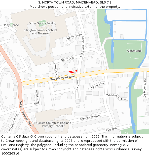 3, NORTH TOWN ROAD, MAIDENHEAD, SL6 7JE: Location map and indicative extent of plot