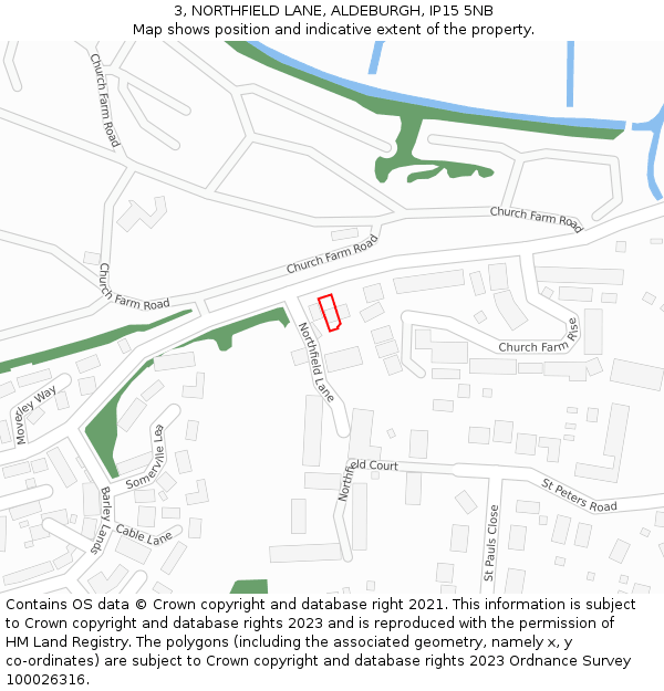 3, NORTHFIELD LANE, ALDEBURGH, IP15 5NB: Location map and indicative extent of plot