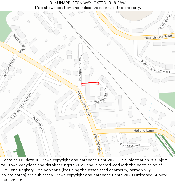 3, NUNAPPLETON WAY, OXTED, RH8 9AW: Location map and indicative extent of plot