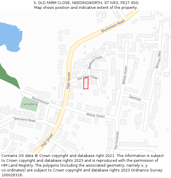 3, OLD FARM CLOSE, NEEDINGWORTH, ST IVES, PE27 4SG: Location map and indicative extent of plot