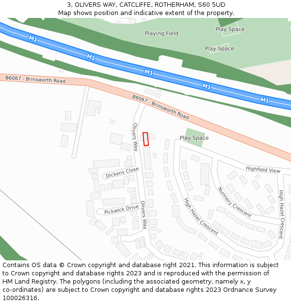 3, OLIVERS WAY, CATCLIFFE, ROTHERHAM, S60 5UD: Location map and indicative extent of plot