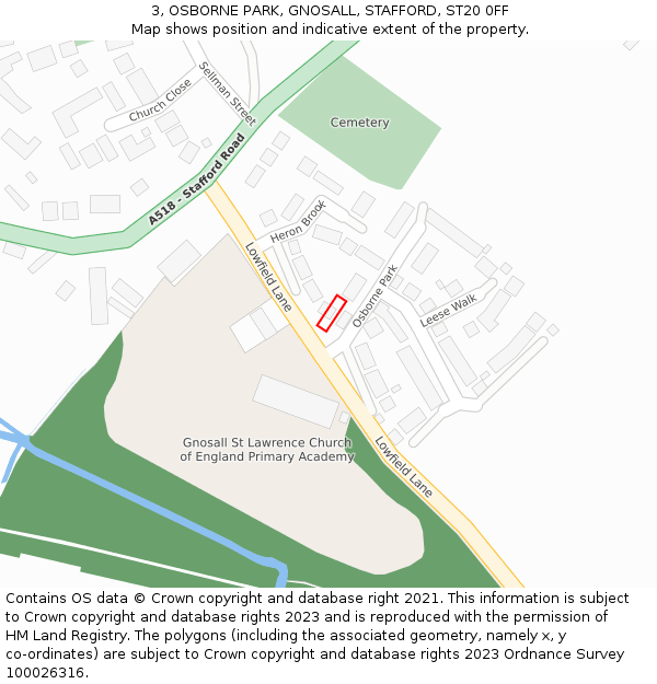 3, OSBORNE PARK, GNOSALL, STAFFORD, ST20 0FF: Location map and indicative extent of plot