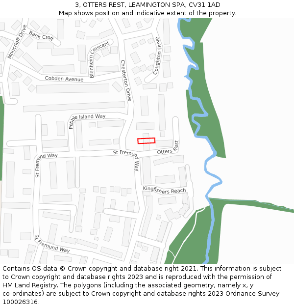 3, OTTERS REST, LEAMINGTON SPA, CV31 1AD: Location map and indicative extent of plot