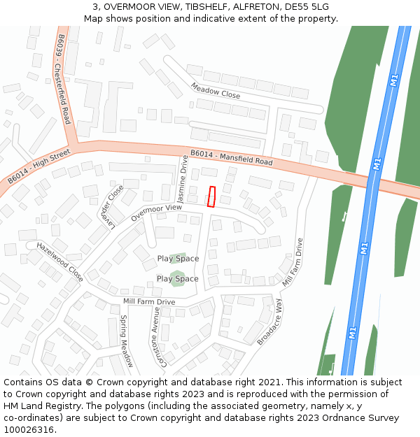 3, OVERMOOR VIEW, TIBSHELF, ALFRETON, DE55 5LG: Location map and indicative extent of plot