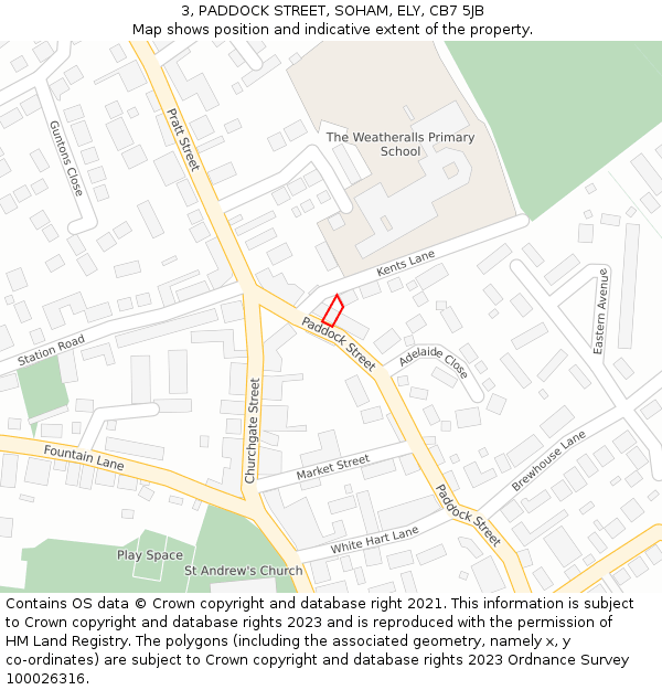 3, PADDOCK STREET, SOHAM, ELY, CB7 5JB: Location map and indicative extent of plot