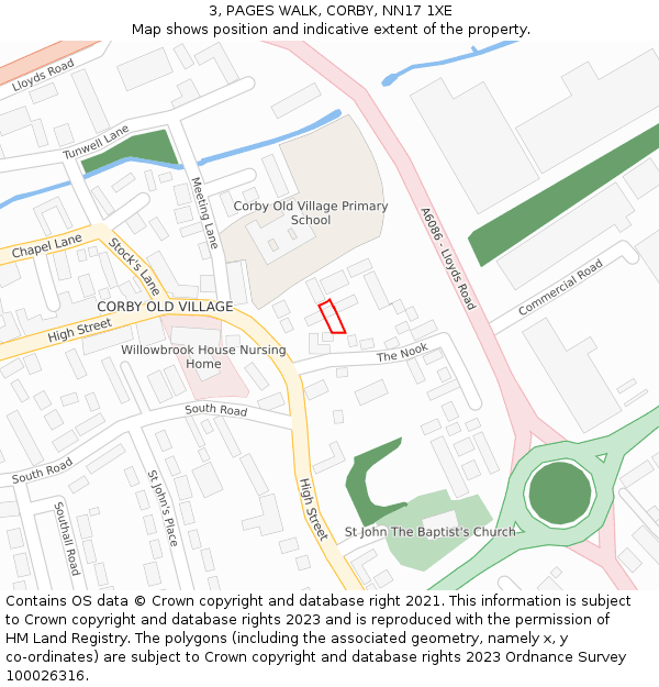 3, PAGES WALK, CORBY, NN17 1XE: Location map and indicative extent of plot