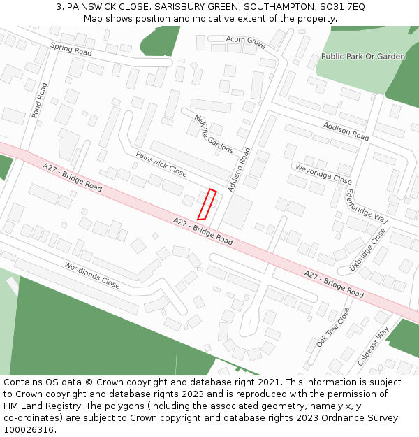 3, PAINSWICK CLOSE, SARISBURY GREEN, SOUTHAMPTON, SO31 7EQ: Location map and indicative extent of plot