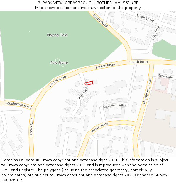 3, PARK VIEW, GREASBROUGH, ROTHERHAM, S61 4RR: Location map and indicative extent of plot