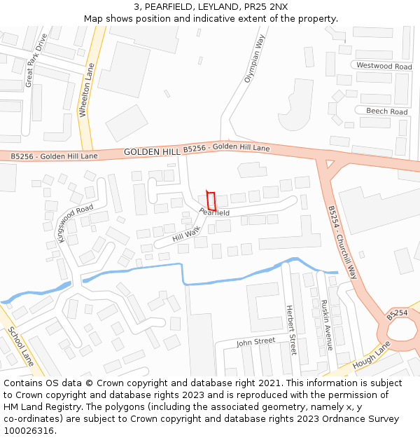 3, PEARFIELD, LEYLAND, PR25 2NX: Location map and indicative extent of plot
