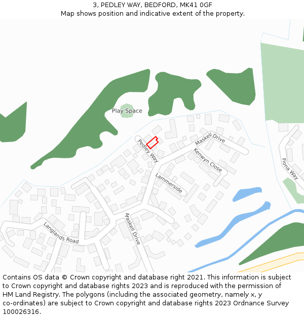 3, PEDLEY WAY, BEDFORD, MK41 0GF: Location map and indicative extent of plot