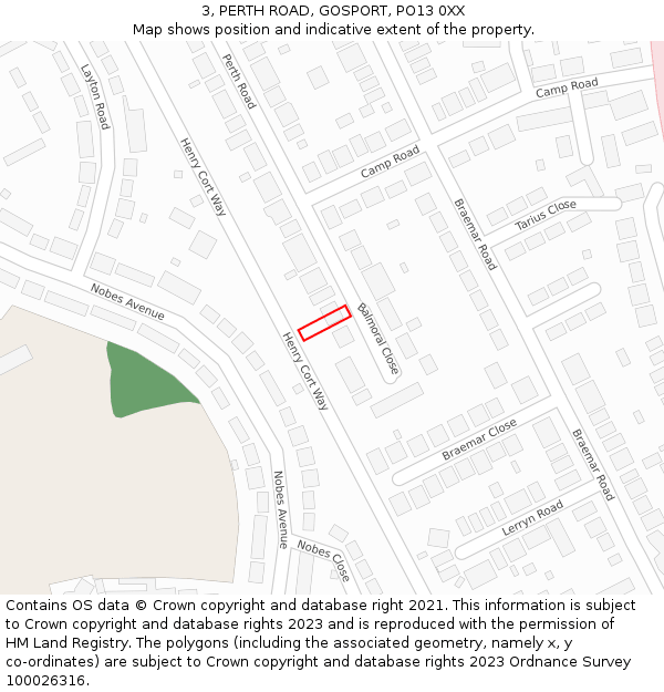 3, PERTH ROAD, GOSPORT, PO13 0XX: Location map and indicative extent of plot