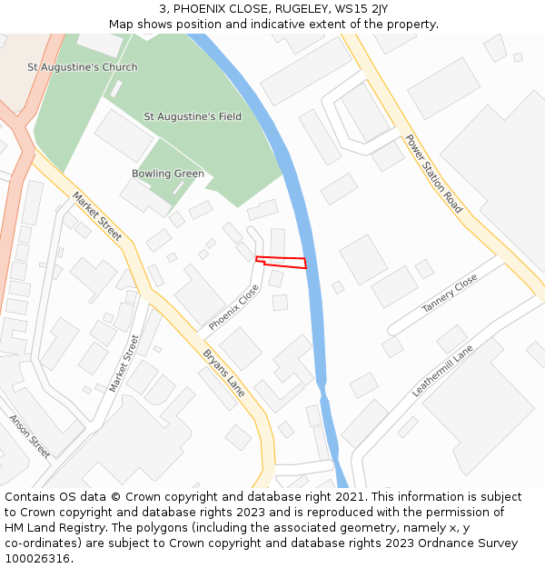 3, PHOENIX CLOSE, RUGELEY, WS15 2JY: Location map and indicative extent of plot