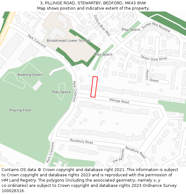 3, PILLINGE ROAD, STEWARTBY, BEDFORD, MK43 9NW: Location map and indicative extent of plot