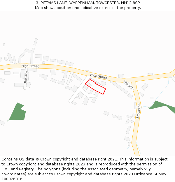 3, PITTAMS LANE, WAPPENHAM, TOWCESTER, NN12 8SP: Location map and indicative extent of plot