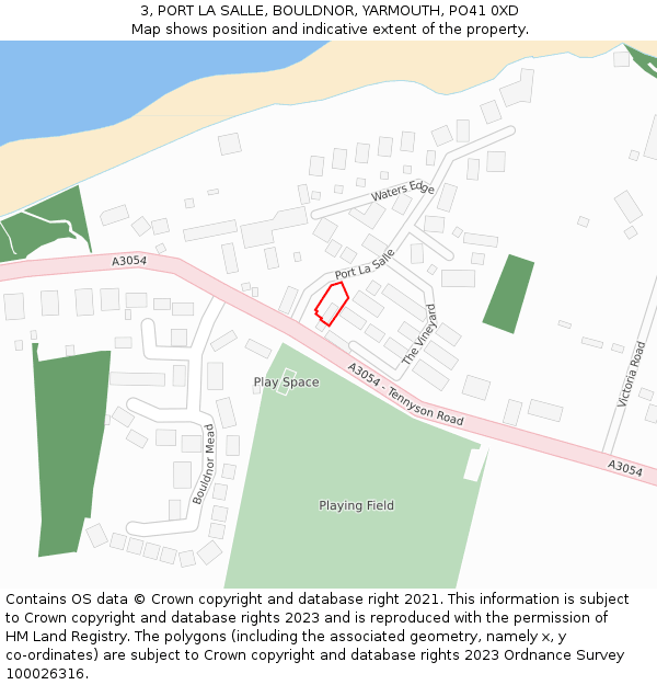 3, PORT LA SALLE, BOULDNOR, YARMOUTH, PO41 0XD: Location map and indicative extent of plot