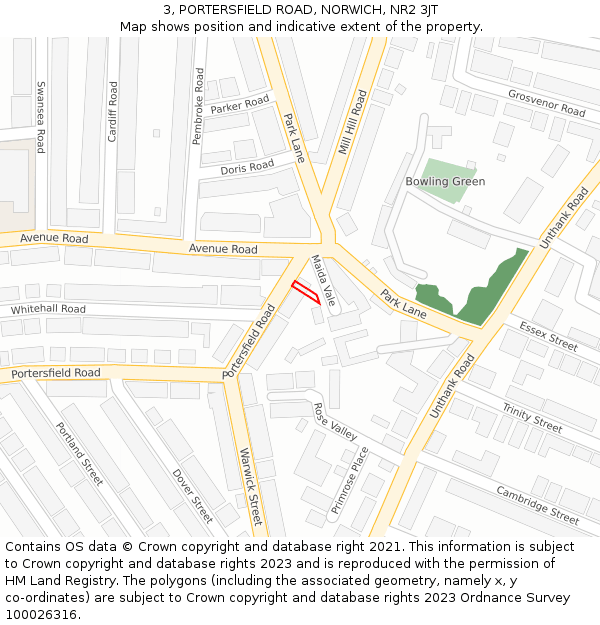 3, PORTERSFIELD ROAD, NORWICH, NR2 3JT: Location map and indicative extent of plot