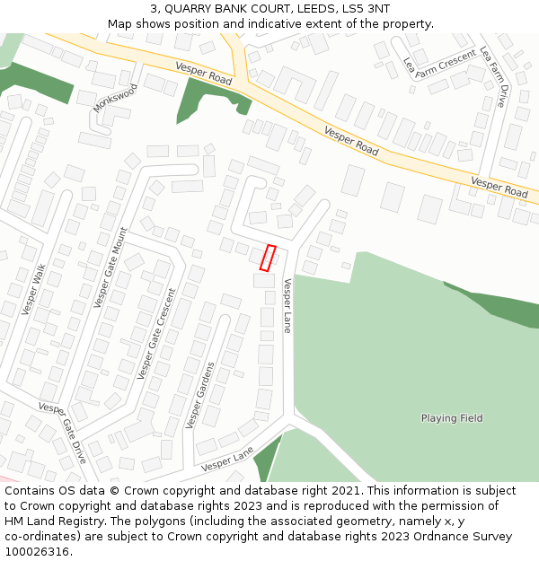 3, QUARRY BANK COURT, LEEDS, LS5 3NT: Location map and indicative extent of plot
