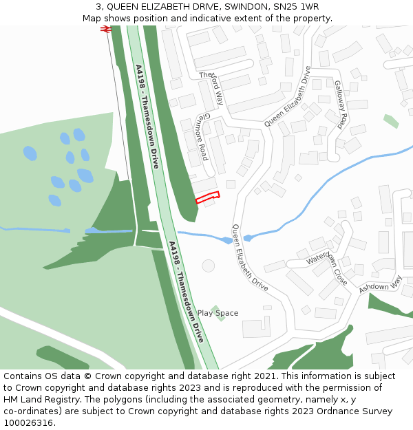 3, QUEEN ELIZABETH DRIVE, SWINDON, SN25 1WR: Location map and indicative extent of plot