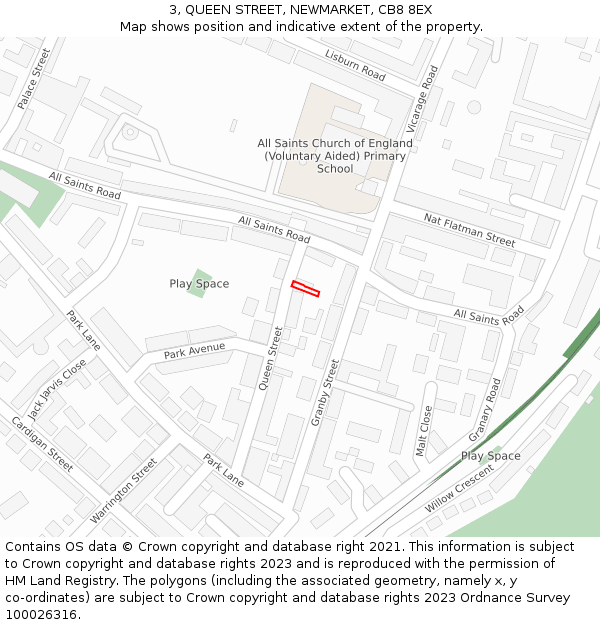 3, QUEEN STREET, NEWMARKET, CB8 8EX: Location map and indicative extent of plot