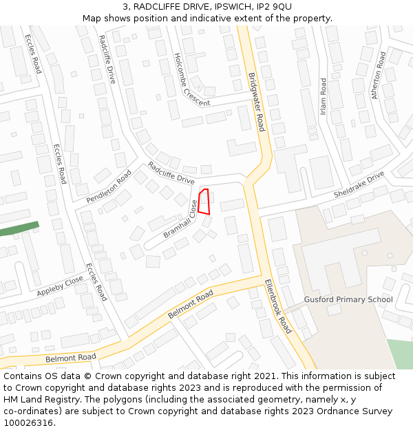 3, RADCLIFFE DRIVE, IPSWICH, IP2 9QU: Location map and indicative extent of plot