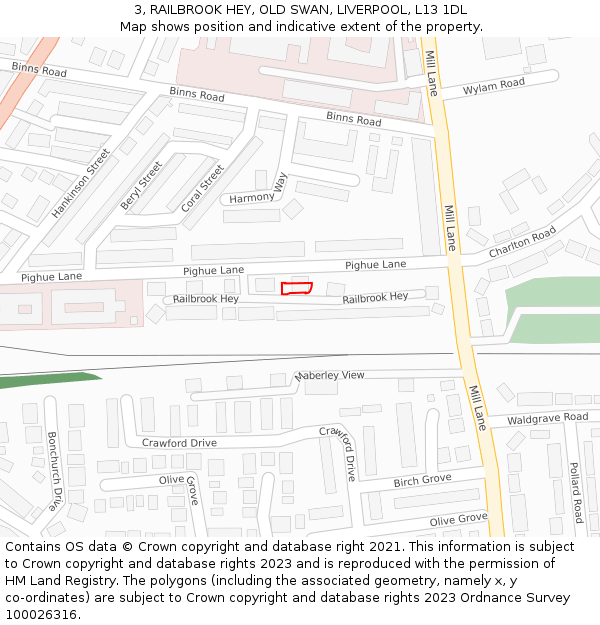 3, RAILBROOK HEY, OLD SWAN, LIVERPOOL, L13 1DL: Location map and indicative extent of plot
