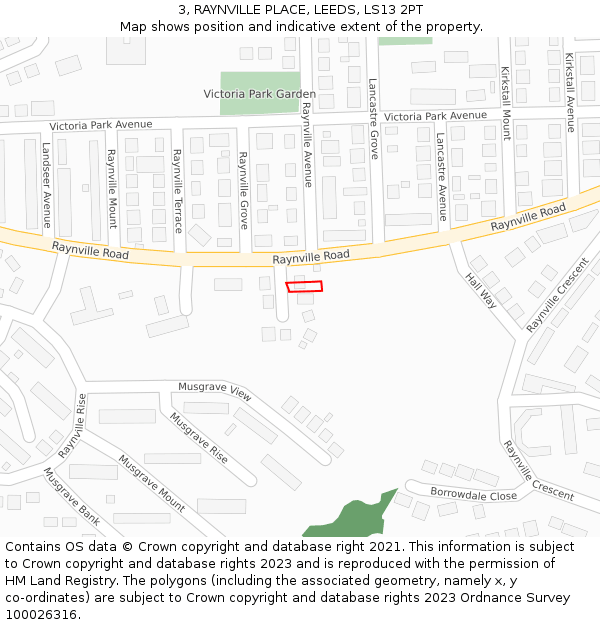 3, RAYNVILLE PLACE, LEEDS, LS13 2PT: Location map and indicative extent of plot