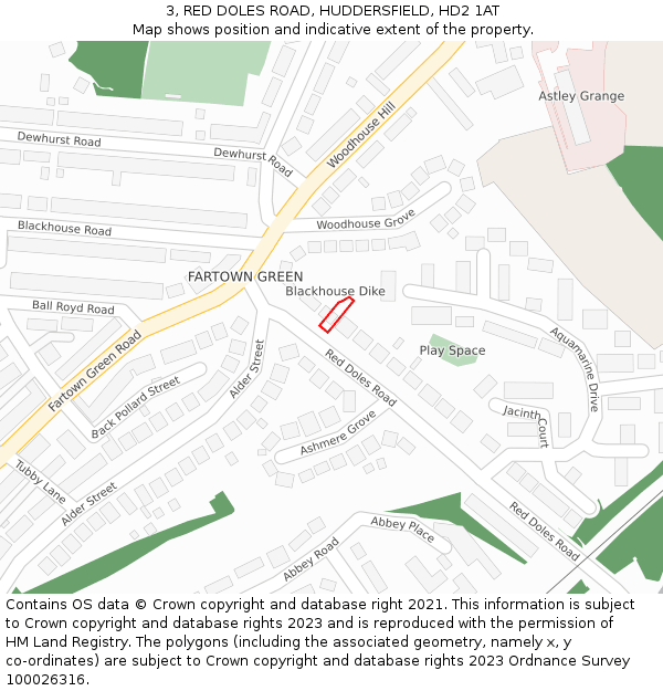 3, RED DOLES ROAD, HUDDERSFIELD, HD2 1AT: Location map and indicative extent of plot