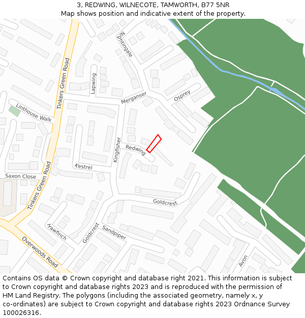 3, REDWING, WILNECOTE, TAMWORTH, B77 5NR: Location map and indicative extent of plot