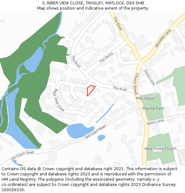 3, RIBER VIEW CLOSE, TANSLEY, MATLOCK, DE4 5HB: Location map and indicative extent of plot