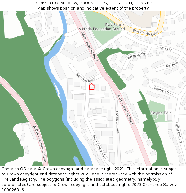 3, RIVER HOLME VIEW, BROCKHOLES, HOLMFIRTH, HD9 7BP: Location map and indicative extent of plot