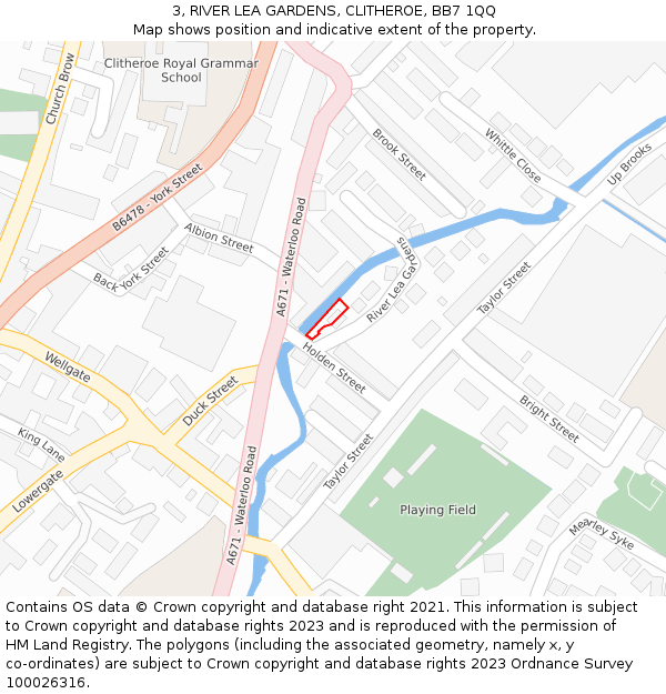 3, RIVER LEA GARDENS, CLITHEROE, BB7 1QQ: Location map and indicative extent of plot