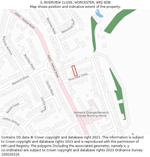 3, RIVERVIEW CLOSE, WORCESTER, WR2 6DB: Location map and indicative extent of plot