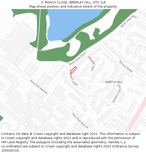 3, ROACH CLOSE, BRIERLEY HILL, DY5 1LR: Location map and indicative extent of plot