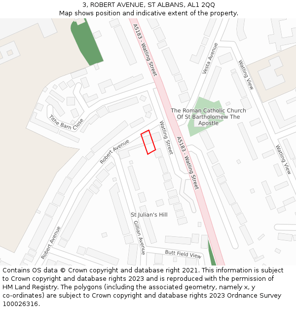 3, ROBERT AVENUE, ST ALBANS, AL1 2QQ: Location map and indicative extent of plot