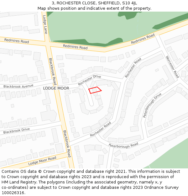 3, ROCHESTER CLOSE, SHEFFIELD, S10 4JL: Location map and indicative extent of plot