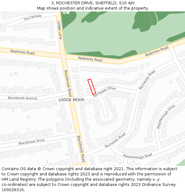 3, ROCHESTER DRIVE, SHEFFIELD, S10 4JN: Location map and indicative extent of plot