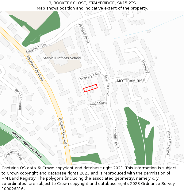 3, ROOKERY CLOSE, STALYBRIDGE, SK15 2TS: Location map and indicative extent of plot