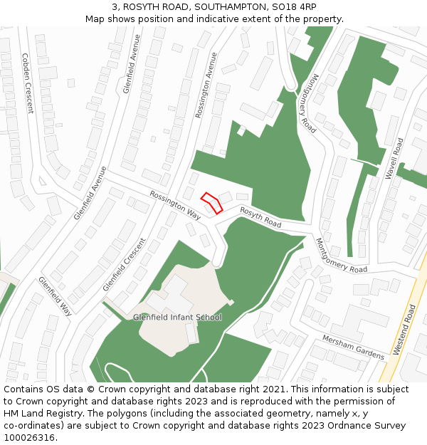 3, ROSYTH ROAD, SOUTHAMPTON, SO18 4RP: Location map and indicative extent of plot