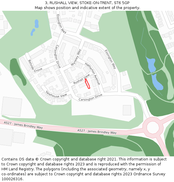 3, RUSHALL VIEW, STOKE-ON-TRENT, ST6 5GP: Location map and indicative extent of plot