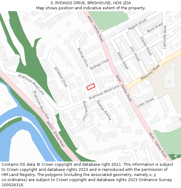 3, RYDINGS DRIVE, BRIGHOUSE, HD6 2DA: Location map and indicative extent of plot