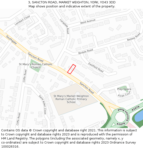 3, SANCTON ROAD, MARKET WEIGHTON, YORK, YO43 3DD: Location map and indicative extent of plot