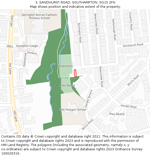 3, SANDHURST ROAD, SOUTHAMPTON, SO15 2FN: Location map and indicative extent of plot