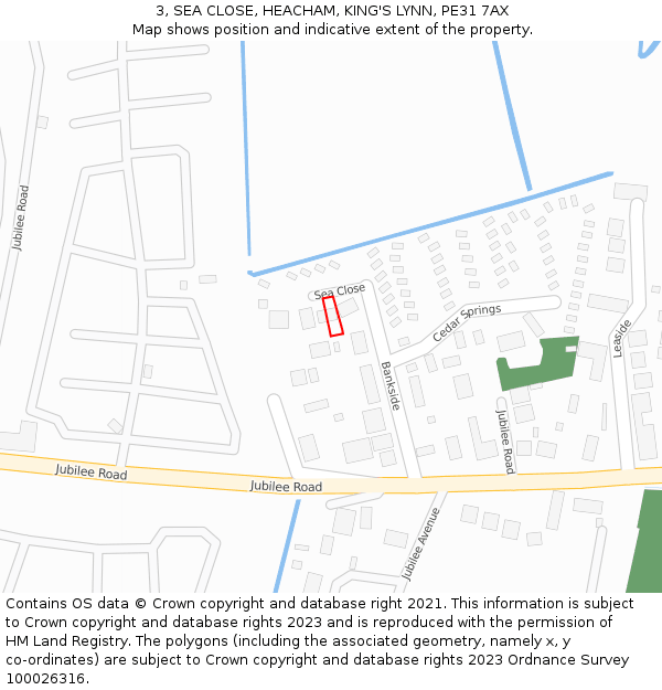3, SEA CLOSE, HEACHAM, KING'S LYNN, PE31 7AX: Location map and indicative extent of plot