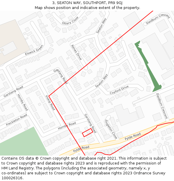 3, SEATON WAY, SOUTHPORT, PR9 9GJ: Location map and indicative extent of plot