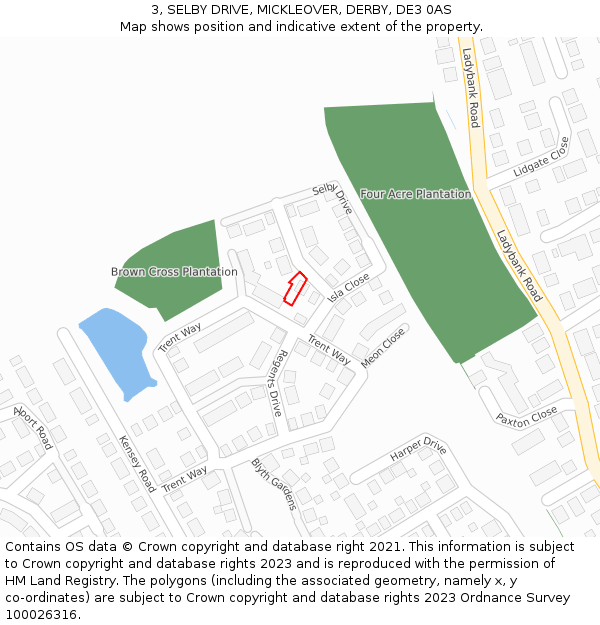 3, SELBY DRIVE, MICKLEOVER, DERBY, DE3 0AS: Location map and indicative extent of plot