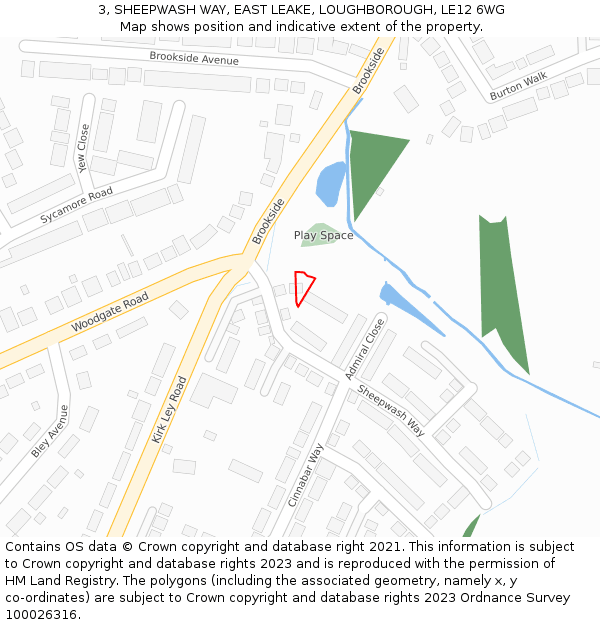3, SHEEPWASH WAY, EAST LEAKE, LOUGHBOROUGH, LE12 6WG: Location map and indicative extent of plot