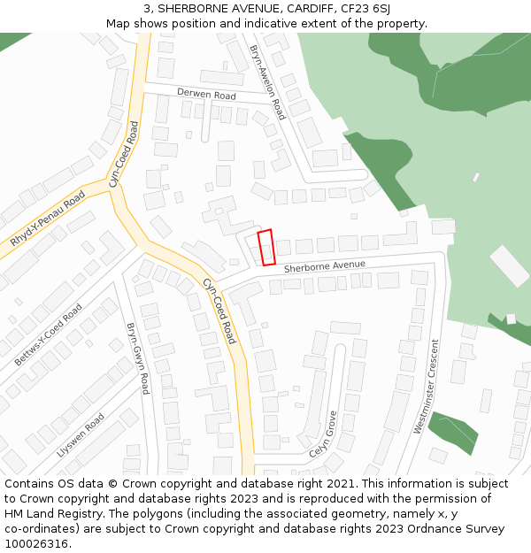 3, SHERBORNE AVENUE, CARDIFF, CF23 6SJ: Location map and indicative extent of plot