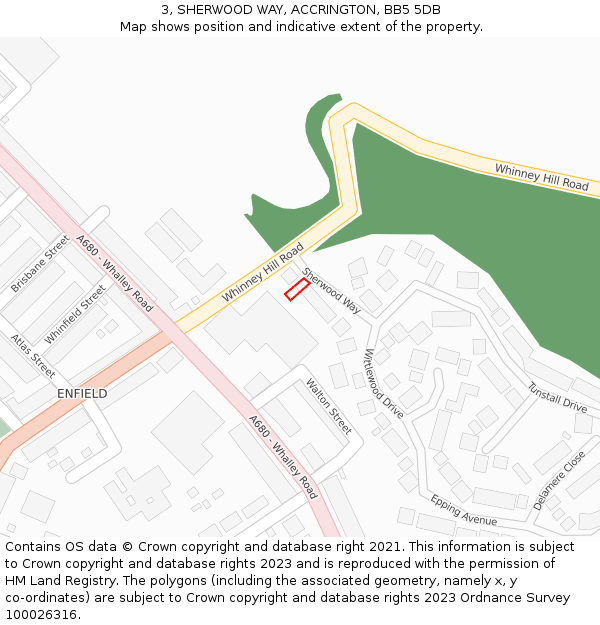 3, SHERWOOD WAY, ACCRINGTON, BB5 5DB: Location map and indicative extent of plot