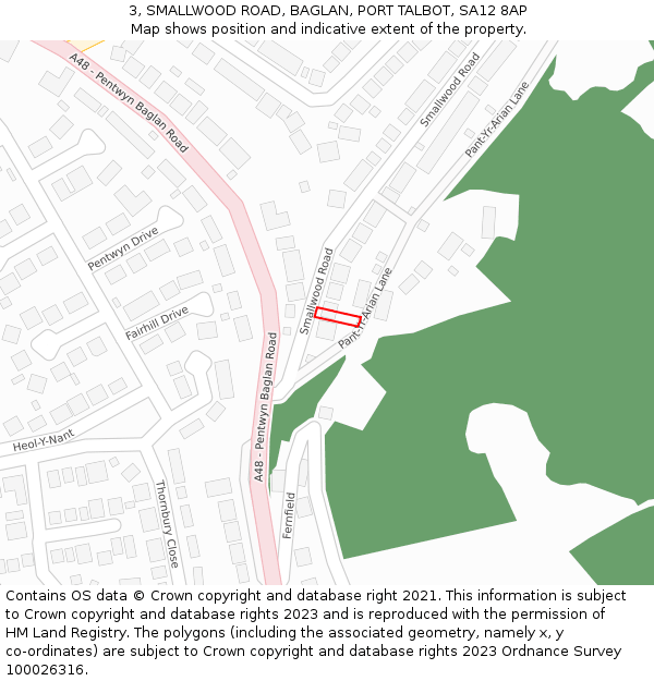 3, SMALLWOOD ROAD, BAGLAN, PORT TALBOT, SA12 8AP: Location map and indicative extent of plot