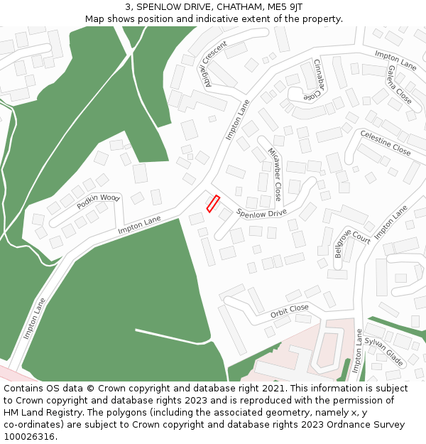 3, SPENLOW DRIVE, CHATHAM, ME5 9JT: Location map and indicative extent of plot